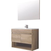 ONDEE - Mueble de baño suspendido colección COTTON - Entregado en kit - Melamina Madera marrón - Ancho 80cm