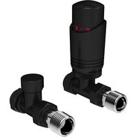 Black Straight Thermostatic Radiator Valve Pack (Pairs)