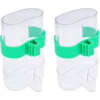 Lot de 2 abreuvoirs automatiques pour oiseaux, en plastique transparent, étanches et faciles à utiliser, pour petites cages à oiseaux avec un grillage de moins de 2 cm.
