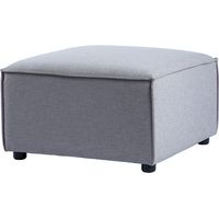 Grey Modular Ottoman Pouffe With Solid Wood Legs Foot Stool