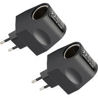 2 stuks spanningsomvormer 220 volt naar 12 volt, adapter sigarettenaansteker stopcontact voor navigatie, mini-koelbox, camera, compacte AC/DC-adapter auto op stopcontact netadapter