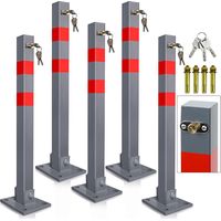Poteau de Parking 5x Poteau de délimitation 65cm Barrière de parking Rabattable Bollard à bétonner Poteau de barrage