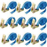 Arebos – Pack de 10 sangles d'arrimage 6m 25mm – Polyester haute résistance – Force d'arrimage 800 daN – Tension facile avec cliquet