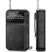 Mini ra FM portable avec batterie rechargeable 800 mAh, ra FM à transistor portable pour la marche et les voyages (noir)