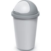 50l silver plastic waste bin lockable lid recycled