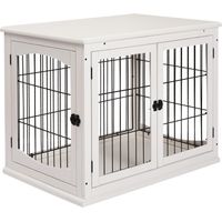 Casetta per cani fino 30kg interno legno acciaio 58,5x81x66 cm bianco