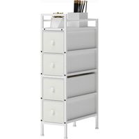 Cómoda avec 4 tiroirs en Tissu Cadre en Acier Blanc pour Dormitorio Petit 52x30x86cm