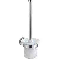 Wenko – Brosse WC murale en inox brillant – Support en verre dépoli – Fixation sans perçage – Installation rapide – Résistante à l'utilisation intensive