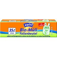 SWIRL LOT DE 4 X 6 SACS POUBELLE BIOLOGIQUES AVEC POIGNÉE DE TRANSPORT 35 L