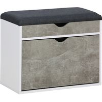 Scarpiera Panca con Scomparto e Cuscino 60x30x50 cm in Truciolare e Poliestere Grigio e Cemento