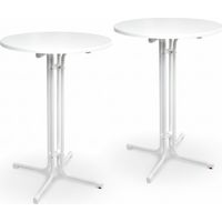 Table haute d'extérieur Bellini, pliable, set de 2, Ø80cm, blanc