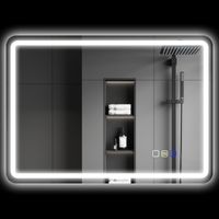 Badezimmerspiegel mit LED-Beleuchtung, Anti-Beschlags-Pad, 3 verstellbare Farben, Silberfarben