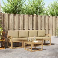 vidaXL Ensemble de canapés d'extérieur 5 pcs Blanc et Beige