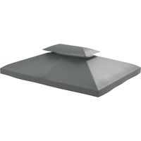 Housse de protection pour gazebo 4x3 m 2 niveaux polyestère gris foncé avec sangles et 10 trous de drainage