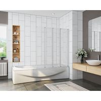 Bathroom 4 Panel Folding Bath Shower Screen Chrome 1000mm Reversible 4mm Glass