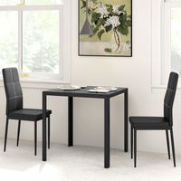Set da pranzo, tavolo da pranzo con 2 sedie, set da pranzo salvaspazio, gruppo di sedute, nero