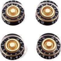 Lot de 4 boutons de commande pour guitare électrique Noir avec doré