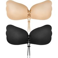 Lot de 2 soutiens-gorge adhésifs à bretelles et dos push-up pour femmes (bonnets A à D)