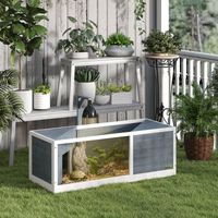 Maison pour tortue avec toit facile à ouvrir, support de lampe, façade transparente, 120 x 50 x 40 cm, grise