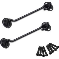 2 ganci in acciaio inox per porte di garage e capannoni con viti, 15 cm (6 pollici) - Neri