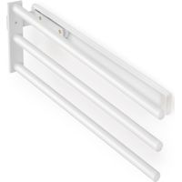 Emuca – Porte-serviettes extensible 3 bras – Aluminium blanc – Fixation latérale ou sous plan de travail – Longueur 440 mm, pivotant 90°