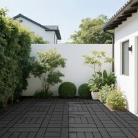 Lot de 44 dalles de terrasse emboîtables 30 x 30 cm, étanches pour l'extérieur – Dalles de sol modulaires en polypropylène pour patio, gris foncé