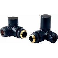 Heatwave Round Black Corner Radiator Valves Pair