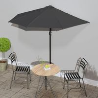 Vidaxl – Parasol balcon demi-ronde 270x144 cm – Mât en aluminium 38 mm – Tissu polyester anti-UV – Mécanisme à manivelle