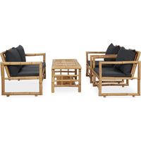 Salon de jardin 4 pcs Mobilier de jardin avec coussins Bambou