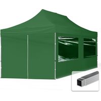 Gazebo Pieghevole Giardino 3x6m - 4 laterali Alluminio Telo idrorepellente Padiglione Mercati Sagre verde