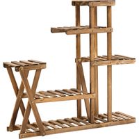 Estantería para Plantas con Pies con 5 Niveles Carga 60 kg para Interior y Exterior 98x28x95 cm Carbonizado