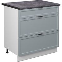 Küchenunterschrank Fame-Line, Hellblau-grau, 80 cm mit 3 Schubladen, AP Anthrazit, Vicco