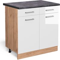 Mobiletto base per cucina R-Line, Bianco lucido, 80 cm , PL Antracite, Vicco