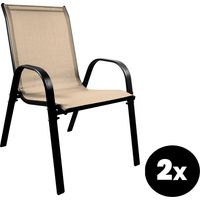 Aga 2er Set Gartenstühle MR4400BE-2 Beige – Stapelbare Hochlehner aus Metall & Gewebe, mit Armlehnen, wetterfest für Garten & Terrasse