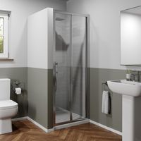 900mm x 900mm Bi Fold Shower Door Walk In Enclosure Framed 6mm Glass Stone Tray