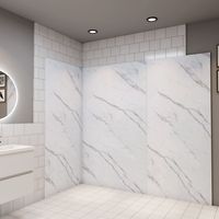 Pack de 3 Panneaux muraux de douche blanc effet marbre 90+90+100 x H.210cm avec 4 profilés Panneau mural salle de bain - Aluminium