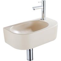 QeramiQ Fuente Ensemble de lavabo - 40x21.5x12cm - droit - lisse - demi-rond - 1 trou de robinet - céramique - robinet de lavabo chromé - bouchon de
