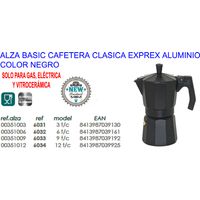 Klassische Espressomaschine aus schwarzem Aluminium für 6 Tassen ALZA Basic 6032