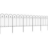 Outsunny – Clôture de jardin en métal noir 305x79,5 cm – 5 panneaux – Résistante aux intempéries – Installation facile avec piquets