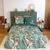 Parure de lit - Housse de Couette - 220x240 cm - 100% Coton - Imprimé Fleuri - Réversible