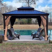 PURPLE LEAF Alu Pavillon 3 x 3.65 m Wasserdicht Stabil Winterfest Gartenpavillon mit Stahldach Hardtop Pavillon mit Seitenteile, Bronze