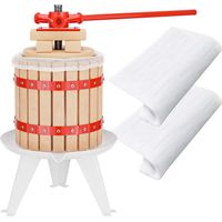 Wiltec Torchio frutta da 12 l con gabbia in legno e 3 sacchi di spremitura, Torchio a leva