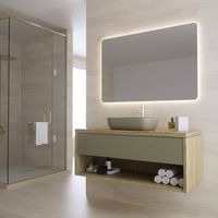 Espejo led de baño 80x80 cm con cantos redondeados doble touch y antivaho