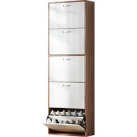 Scarpiera Slim 5 Livelli 2 Ripiani per Livello MDF Bianco Marrone 60x28x189 cm