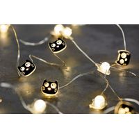moses Ed, the Cat - Mini catena di luci a LED, 2,20 m, design gatto, 20 LED, per interni, colore: Nero