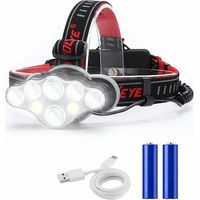 Lampe frontale Rechargeable, Super lumen 18000, 8 Modes d'éclairage LED, Lampe Frontale Puissante Lampe de Mains-libres pour le Camping, la pêche, le Cyclisme et la Randonnée, Certifié étanche IPX4
