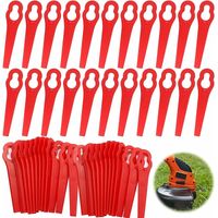 BRAVIX Coupe-Bordure en Plastique Rouge,60pcs Lames de Coupe,Lames de Coupe en Plastique,Tondeuse à Gazon en Plastique Lames, Pelouse Tondeuse Accessoires,Lames en Plastique de Rechange pour Coupe-Bor