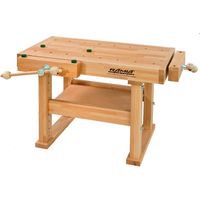 Établi modulable en hêtre stratifié 1000x630x620-770 mm – Réglable en hauteur 620-770 mm – Étau avant et latéral inclus – Pour enfants de 3 à 12 ans – Ramia