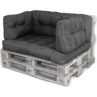 Palettenkissen Palettenauflagen Sitzkissen Rückenlehne Kissen Palette Polster Sofa Couch Set Schwarz - Sitzfläche + Rückenteil + 2x Seitenkissen
