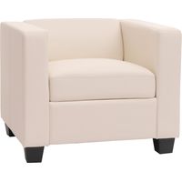Fauteuil Club / Lounge Lille, 86x75x70cm, simili-cuir blanc